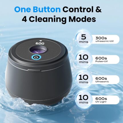 45kHz Ultrasonic Retainer & Denture Cleaner with UV – 200ML Tank