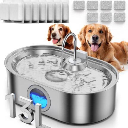 ECOCONUT 3.4 Gallon Stainless Steel Dog Water Fountain